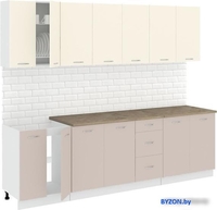 Кухня Кортекс-мебель Корнелия Лира 2.6м (крем/капучино/мадрид) - фото