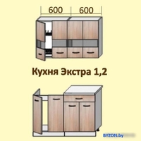 Кухня Кортекс-мебель Корнелия Экстра 1.2м без столешницы (белый/береза) - фото2