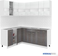 Угловая кухня Кортекс-мебель Корнелия Экстра 1.5x2.0 без столешницы (белый/береза) - фото