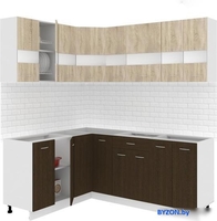 Угловая кухня Кортекс-мебель Корнелия Экстра 1.5x2.0 без столешницы (дуб сонома/венге) - фото