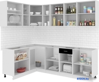Угловая кухня Кортекс-мебель Корнелия Экстра 1.5x2.4 без столешницы (белый/береза) - фото2