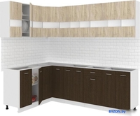 Угловая кухня Кортекс-мебель Корнелия Экстра 1.5x2.4 без столешницы (дуб сонома/венге) - фото