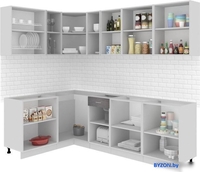 Угловая кухня Кортекс-мебель Корнелия Экстра 1.5x2.5 без столешницы (белый/береза) - фото2