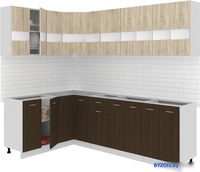 Угловая кухня Кортекс-мебель Корнелия Экстра 1.5x2.5 без столешницы (дуб сонома/венге) - фото