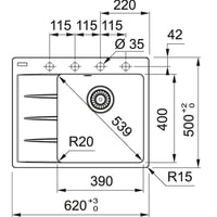 Кухонная мойка Franke Centro CNG 611/211-62 TL Fragranite 114.0639.717 (оникс) - фото2