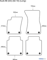 Комплект ковриков для авто Alicosta Audi A8 D3 02-10 Long (салон, ЭВА 6-уг, черный) - фото2