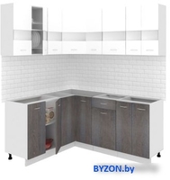 Угловая кухня Кортекс-мебель Корнелия Экстра 1.5x1.8 без столешницы (белый/береза) - фото