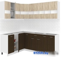 Угловая кухня Кортекс-мебель Корнелия Экстра 1.5x2.1 без столешницы (дуб сонома/венге) - фото