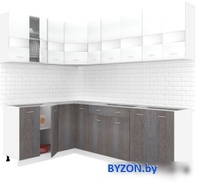 Угловая кухня Кортекс-мебель Корнелия Экстра 1.5x2.3 без столешницы (белый/береза) - фото