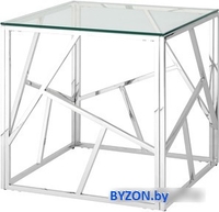 Журнальный столик Stool Group Арт Деко 55x55 EET-015 (прозрачное стекло/сталь серебристый) - фото