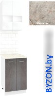 Готовая кухня Кортекс-мебель Корнелия Экстра 50р2д (белый/береза/марсель) - фото
