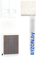 Готовая кухня Кортекс-мебель Корнелия Экстра 60р2д (белый/береза/королевский опал) - фото