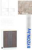 Готовая кухня Кортекс-мебель Корнелия Экстра 60р2д (белый/береза/марсель) - фото