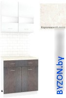 Готовая кухня Кортекс-мебель Корнелия Экстра 80р1ш (белый/береза/королевский опал) - фото