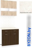 Готовая кухня Кортекс-мебель Корнелия Экстра 80р1ш (дуб сонома/венге/королевский опал) - фото