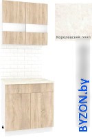 Готовая кухня Кортекс-мебель Корнелия Экстра 80р1ш (дуб сонома/королевский опал) - фото