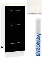 Шкаф напольный Кортекс-мебель Корнелия Лира НШ30р3ш (черный/королевский опал) - фото