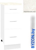 Шкаф напольный Кортекс-мебель Корнелия Лира НШ30р3ш (белый/королевский опал) - фото