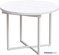 Кухонный стол Millwood Лофт Лондон Л D100 100-140x100x76 (дуб белый Craft-металл белый) - фото