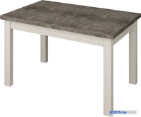 Кухонный стол Senira Кастусь 110-145x70 (бетон/белый) - фото