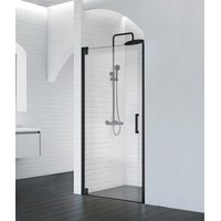 Душевая дверь BelBagno MARMI-B-1-90-C-NERO (прозрачное стекло) - фото