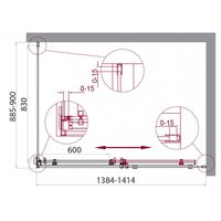 Душевой уголок BelBagno ACQUA-AH-1-140/90-C-Cr (прозрачное стекло) - фото2