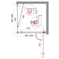 Душевой уголок BelBagno MARMI-A-1-100-C-Cr (прозрачное стекло) - фото2