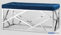 Пуфик Stool Group Арт Деко Bench-016 (вельвет синий/сталь серебристый) - фото