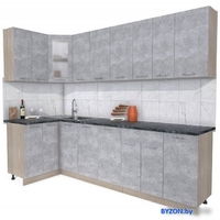 Готовая кухня Интерлиния Мила 12x28 (бетон-бетон-кастилло темный) - фото