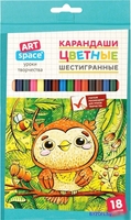 Набор цветных карандашей ArtSpace Милые зверушки CP_41021 (18 цв) - фото