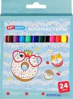 Фломастеры ArtSpace Кот-сластена WP24_27022 (24 цв) - фото