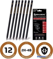 Набор простых карандашей BRAUBERG Black jack 180620 (12 шт.) - фото