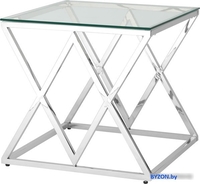 Журнальный столик Stool Group Инсигния 55x55 EET-026 (прозрачное стекло/сталь серебристый) - фото