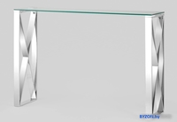 Консольный стол Stool Group Кросс 115x30 (стекло/сталь/серебристый) - фото2