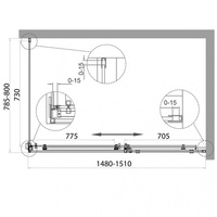 Душевой уголок BelBagno ACQUA-AH-1-150/80-C-Cr - фото2