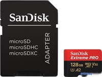 Карта памяти SanDisk Extreme PRO microSDXC SDSQXCD-128G-GN6MA 128GB (с адаптером) - фото