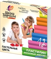 Пластилин восковой Луч Школа творчества 29С 1771-08 (12 цв) - фото