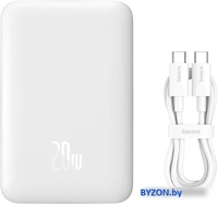 Внешний аккумулятор Baseus Magnetic Mini Wireless Fast Charge Power Bank 10000mAh 20W (белый) - фото