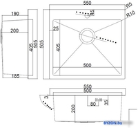 Кухонная мойка ARFEKA AF 550*505 Satin Nano - фото2
