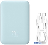 Внешний аккумулятор Baseus Magnetic Mini Wireless Fast Charge Power Bank 10000mAh 20W (голубой) - фото