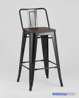 Стул Stool Group Tolix Wood со спинкой YD-H765E-W LG-01 (черный глянцевый/темное дерево) - фото2