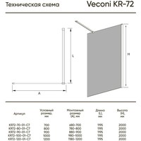Душевая стенка Veconi KR-72 KR72-90-01-C7 - фото2