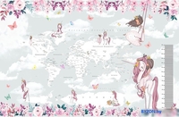 Виниловые обои Citydecor Princess 16 400x260, карта мира с ростомером - фото