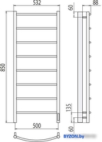 Полотенцесушитель TERMINUS Классик П8 500x850 RAL 9005 электро - фото2