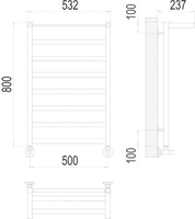 Полотенцесушитель TERMINUS Хендрикс П8 500x800 нп (хром) - фото2