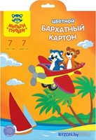 Набор цветного картона Мульти-пульти Бархатный. Приключения Енота КБ7А4_11089 (7 цв) - фото