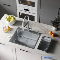 Кухонная мойка Roxen Simple 560220-60 сатин (с коландером и дозатором) - фото2