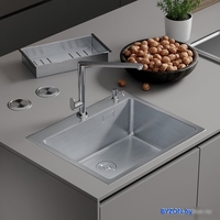 Кухонная мойка Roxen Simple 560220-50 сатин (с коландером и дозатором) - фото
