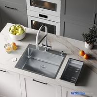 Кухонная мойка Roxen Simple 560220-50 сатин (с коландером и дозатором) - фото2