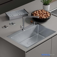 Кухонная мойка Roxen Simple 560220-70 сатин (с коландером и дозатором) - фото